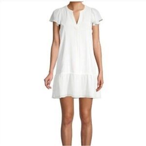 Parker Flutter Sleeve Dress in Pearl